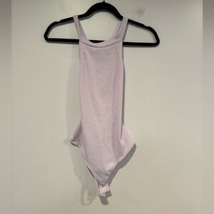 Purple ribbed Le Lis open back bodysuit